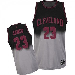 Maillot Authentic Cleveland Cavaliers NBA Fadeaway Fashion Gris noir - #23 LeBron James - Homme